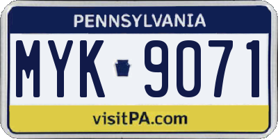 PA license plate MYK9071