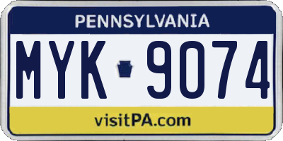 PA license plate MYK9074
