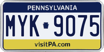 PA license plate MYK9075