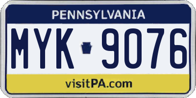 PA license plate MYK9076
