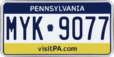 PA license plate MYK9077
