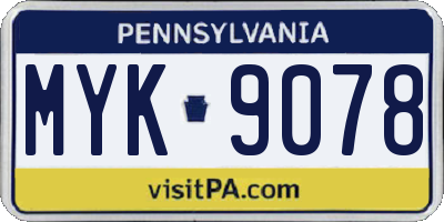 PA license plate MYK9078