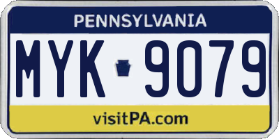 PA license plate MYK9079
