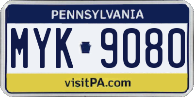 PA license plate MYK9080