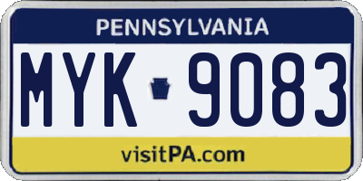 PA license plate MYK9083