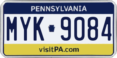PA license plate MYK9084