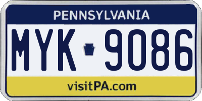 PA license plate MYK9086