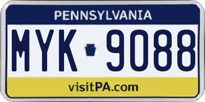PA license plate MYK9088
