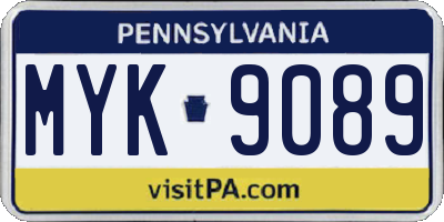 PA license plate MYK9089