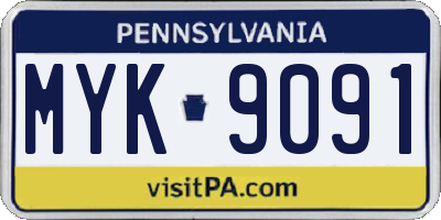 PA license plate MYK9091