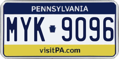 PA license plate MYK9096