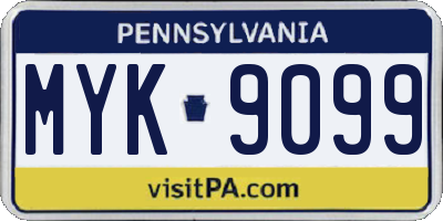 PA license plate MYK9099