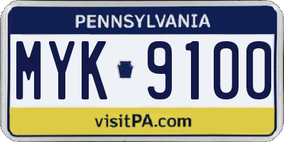 PA license plate MYK9100