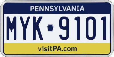 PA license plate MYK9101