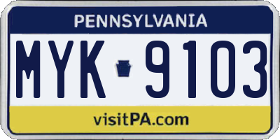 PA license plate MYK9103