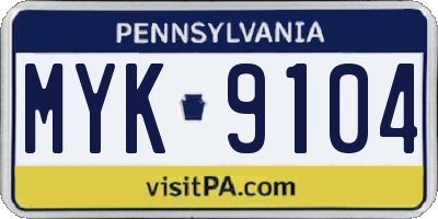 PA license plate MYK9104