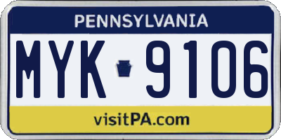 PA license plate MYK9106
