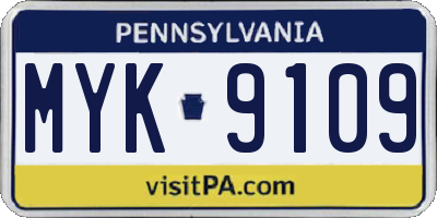PA license plate MYK9109