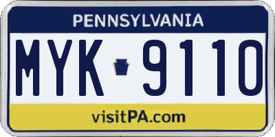 PA license plate MYK9110