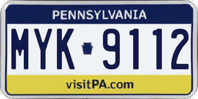 PA license plate MYK9112