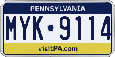 PA license plate MYK9114