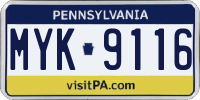 PA license plate MYK9116