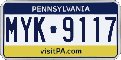 PA license plate MYK9117
