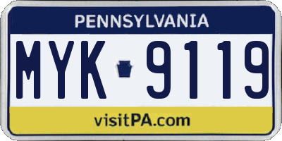 PA license plate MYK9119