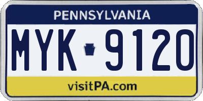 PA license plate MYK9120