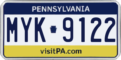 PA license plate MYK9122