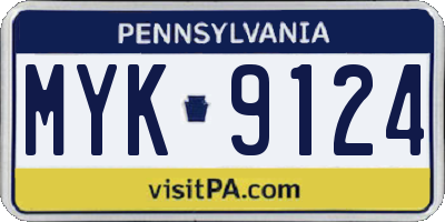 PA license plate MYK9124