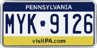PA license plate MYK9126