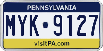 PA license plate MYK9127