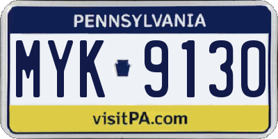 PA license plate MYK9130