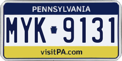 PA license plate MYK9131