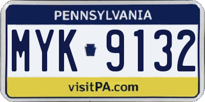 PA license plate MYK9132