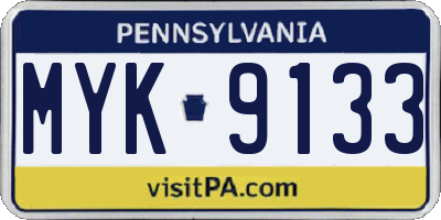 PA license plate MYK9133