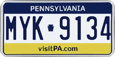 PA license plate MYK9134