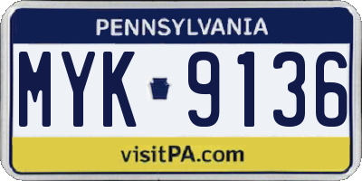 PA license plate MYK9136