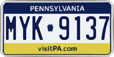 PA license plate MYK9137