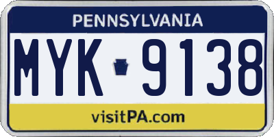 PA license plate MYK9138