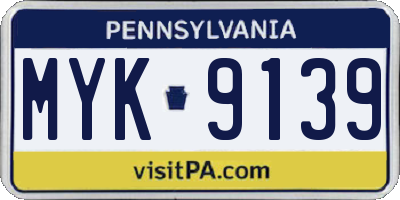 PA license plate MYK9139