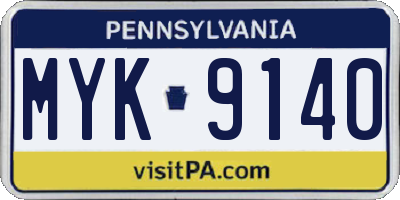 PA license plate MYK9140