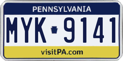 PA license plate MYK9141