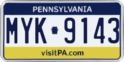 PA license plate MYK9143