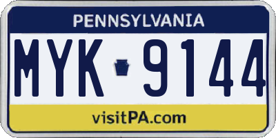 PA license plate MYK9144