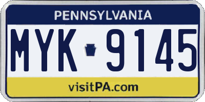 PA license plate MYK9145