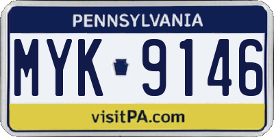 PA license plate MYK9146
