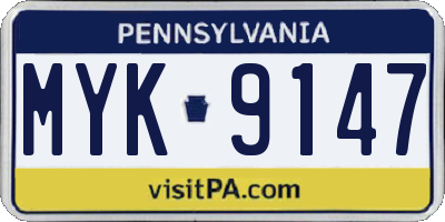 PA license plate MYK9147