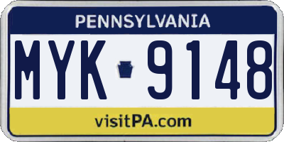 PA license plate MYK9148